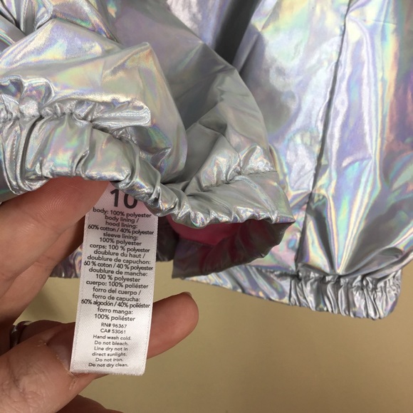 NWT OshKosh silver holographic lined rain jacket - Picture 6 of 7